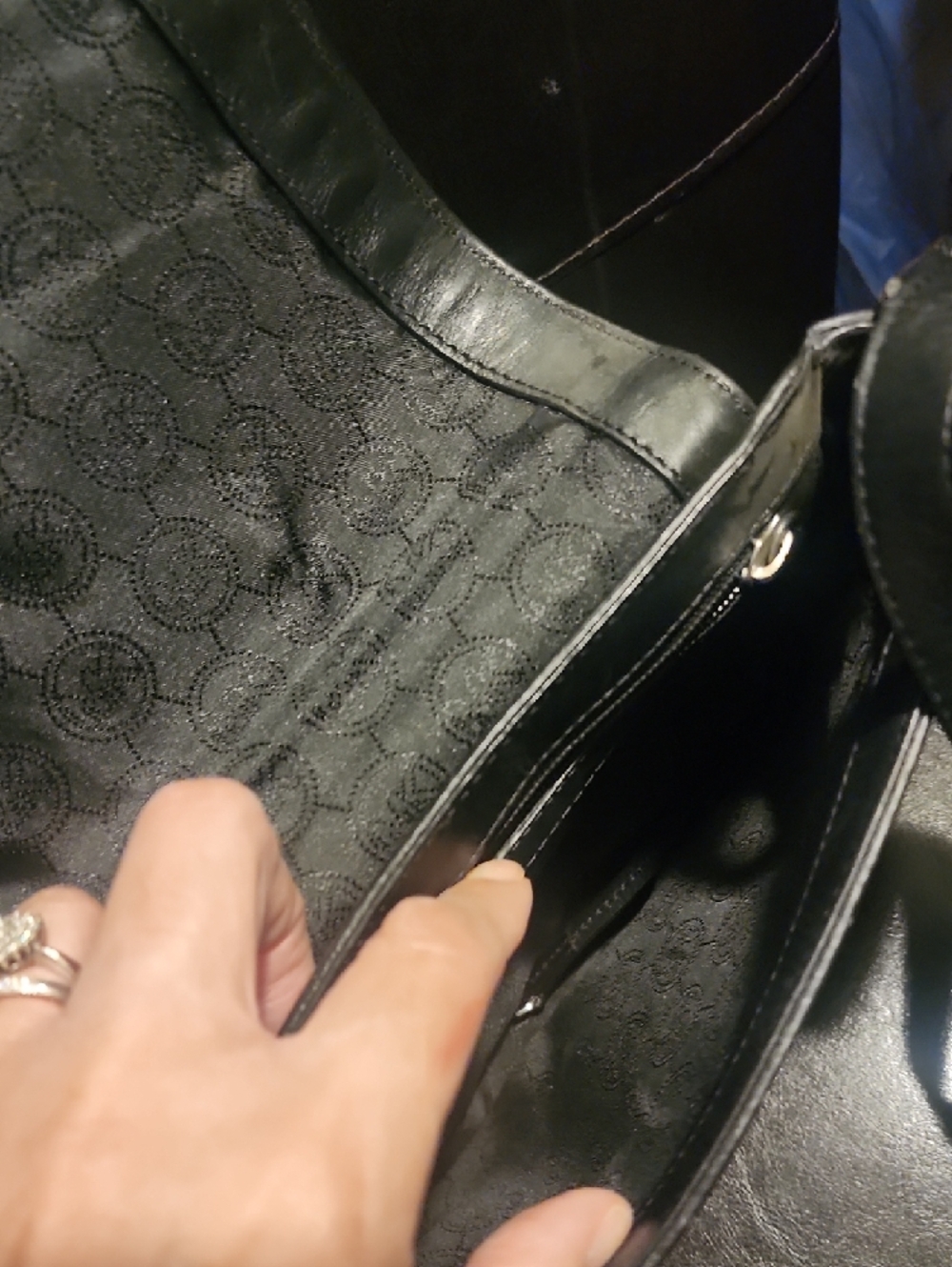 Michael Kors Black Leather Messenger Crossbody with Silver Tone Accent - Picture 5 of 7